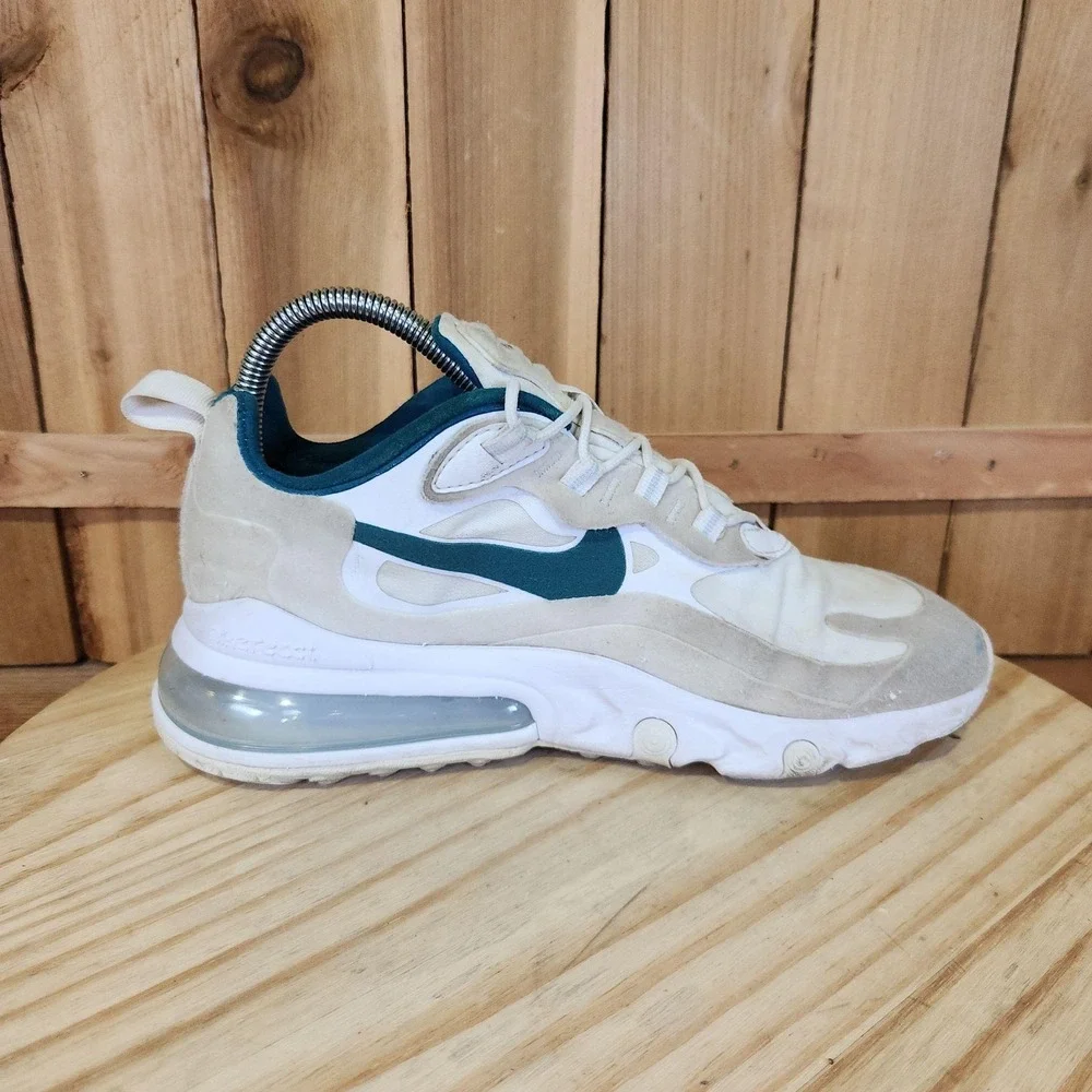 Nike Air Max 270 React Shoes Mens 6 White Teal Running Sneakers CK4885-991
